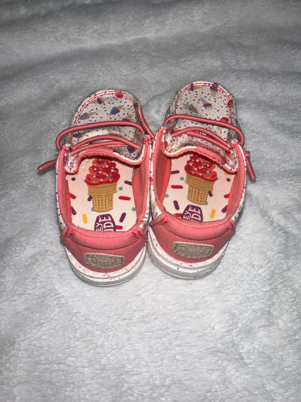 Hey Dude Kids' Ice Cream Cone Print Moccasins with Coral Accents